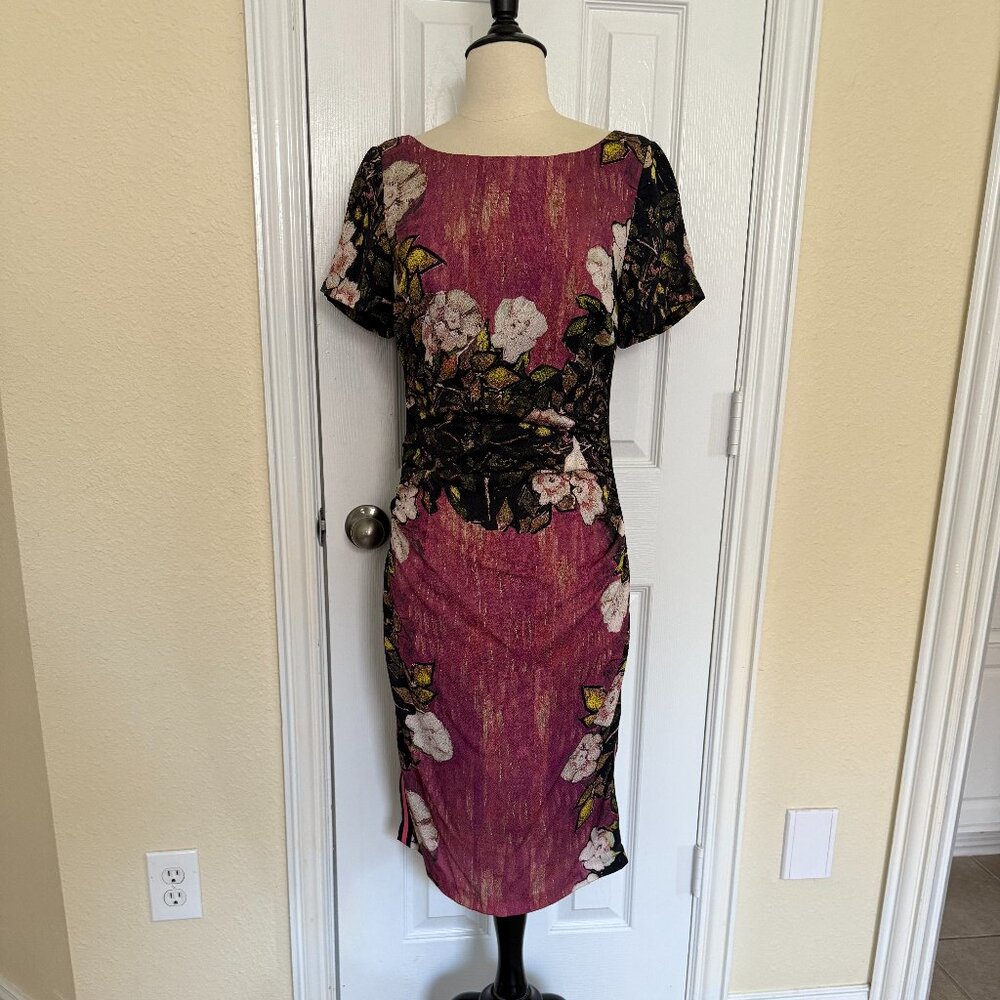 Tracy Reese Pink Floral Ruched Silk Dress Size 8